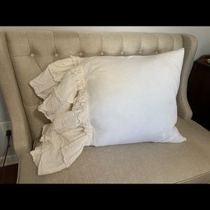 French Country/ Farmhouse Linen Euro ruffle shams
